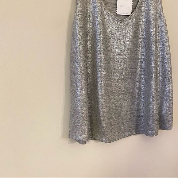 Nwt-Stella & Dot Metallic Holiday Tank Top Silver - Picture 6 of 7